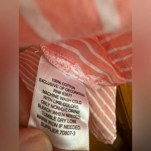 Liz Claiborne blouse pink white stripes size XXL - Picture 3 of 4